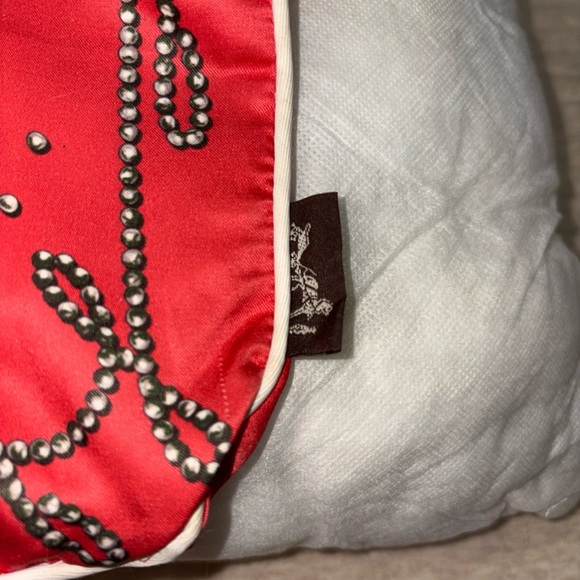 HERMES Vintage Red Decorative Pillow with Horse Design